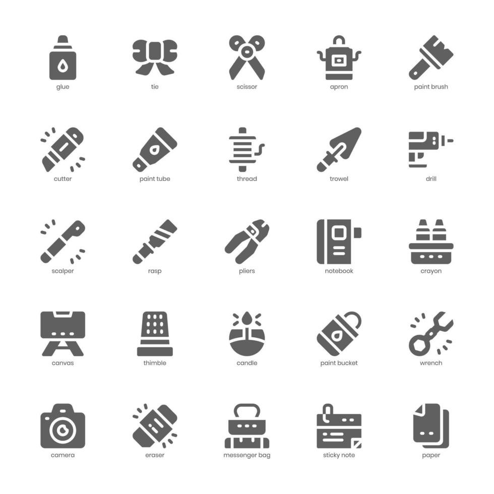 Crafting icon pack for your website design, logo, app, and user interface. Crafting icon glyph design. Vector graphics illustration and editable stroke.