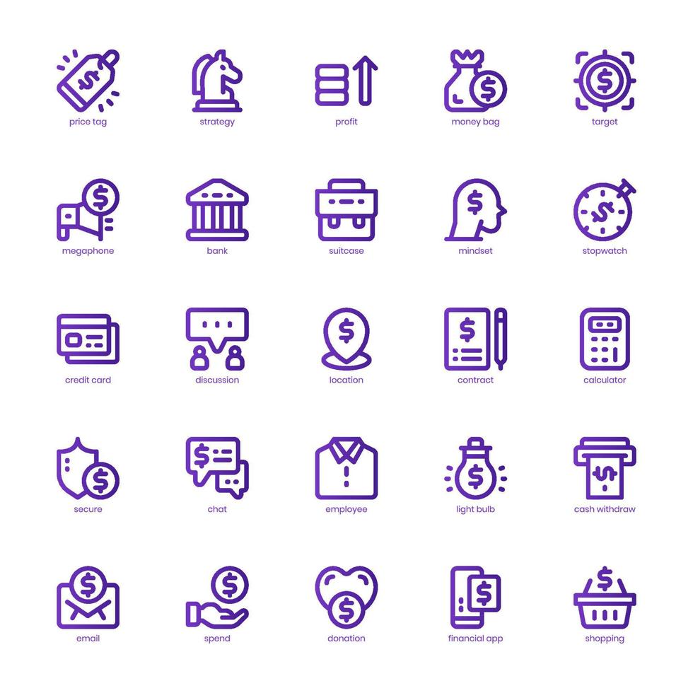Personal Finance icon pack for your website design, logo, app, and user interface. Personal Finance icon basic line gradient design. Vector graphics illustration and editable stroke.
