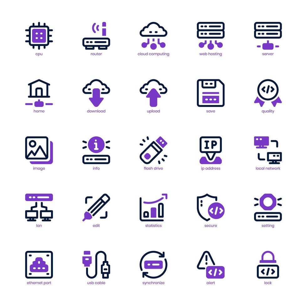 Website Hosting icon pack for your website design, logo, app, and user interface. Website Hosting icon mixed line and solid design. Vector graphics illustration and editable stroke.