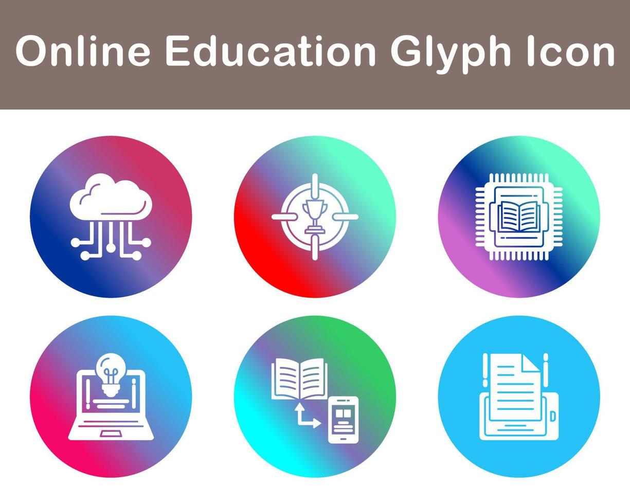conjunto de iconos de vector de educación en línea