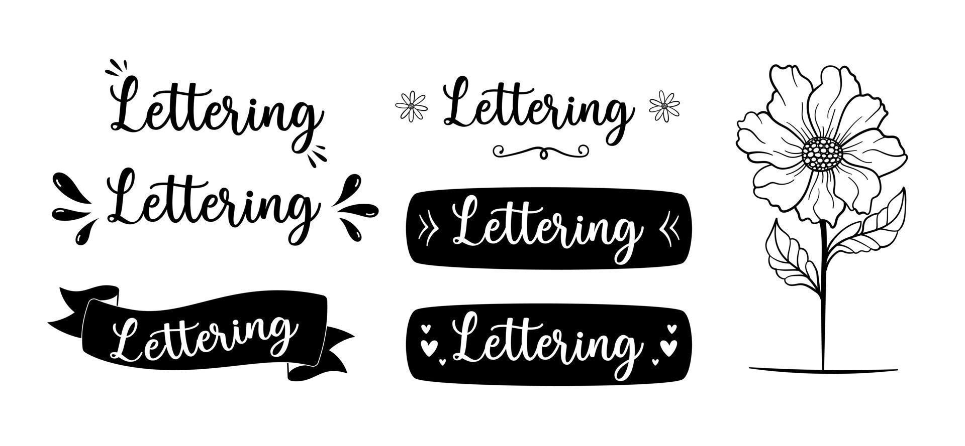 Ribbons, adornments and splash set for lettering and illustrations in different styles. vector