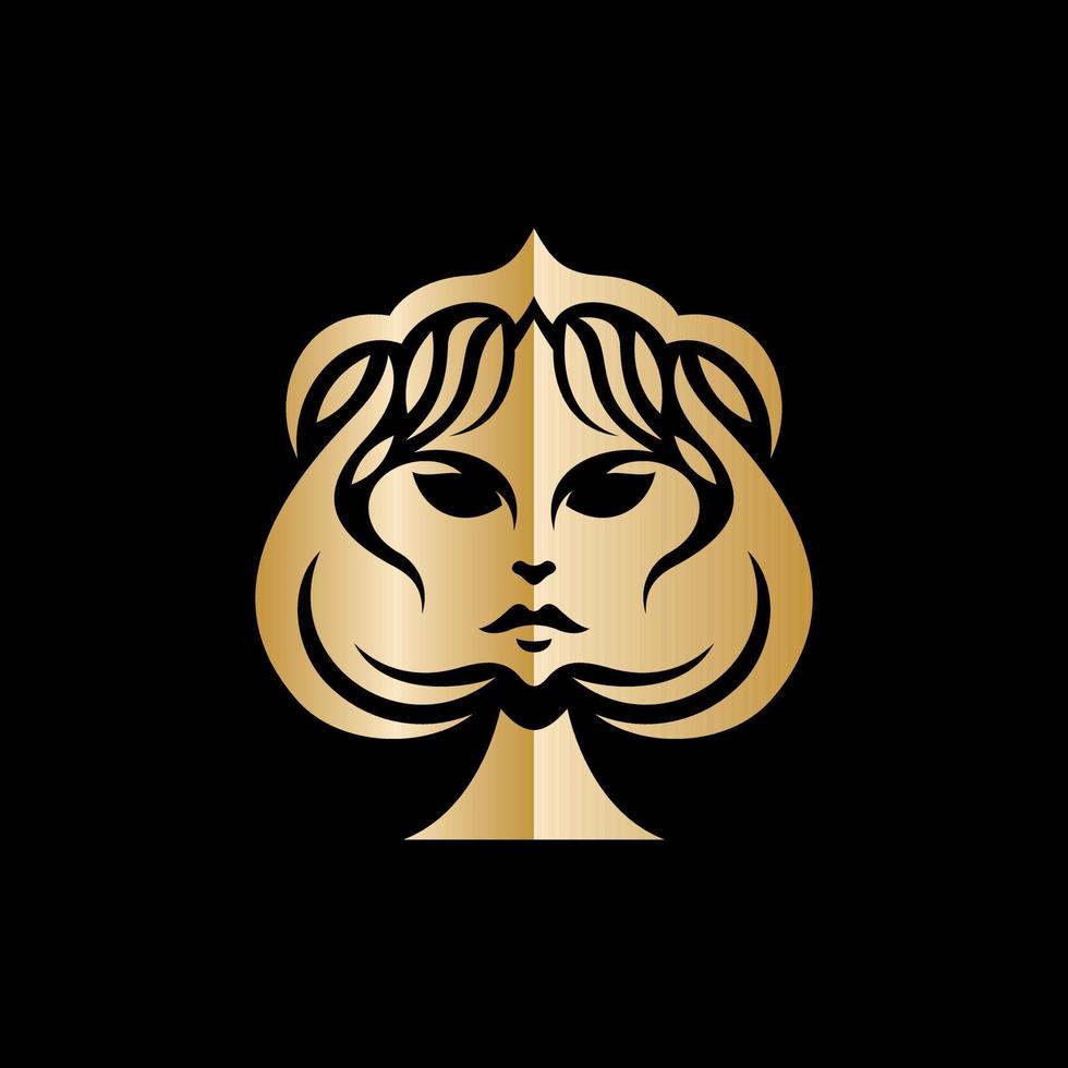 Woman greek spade luxury modern logo vector
