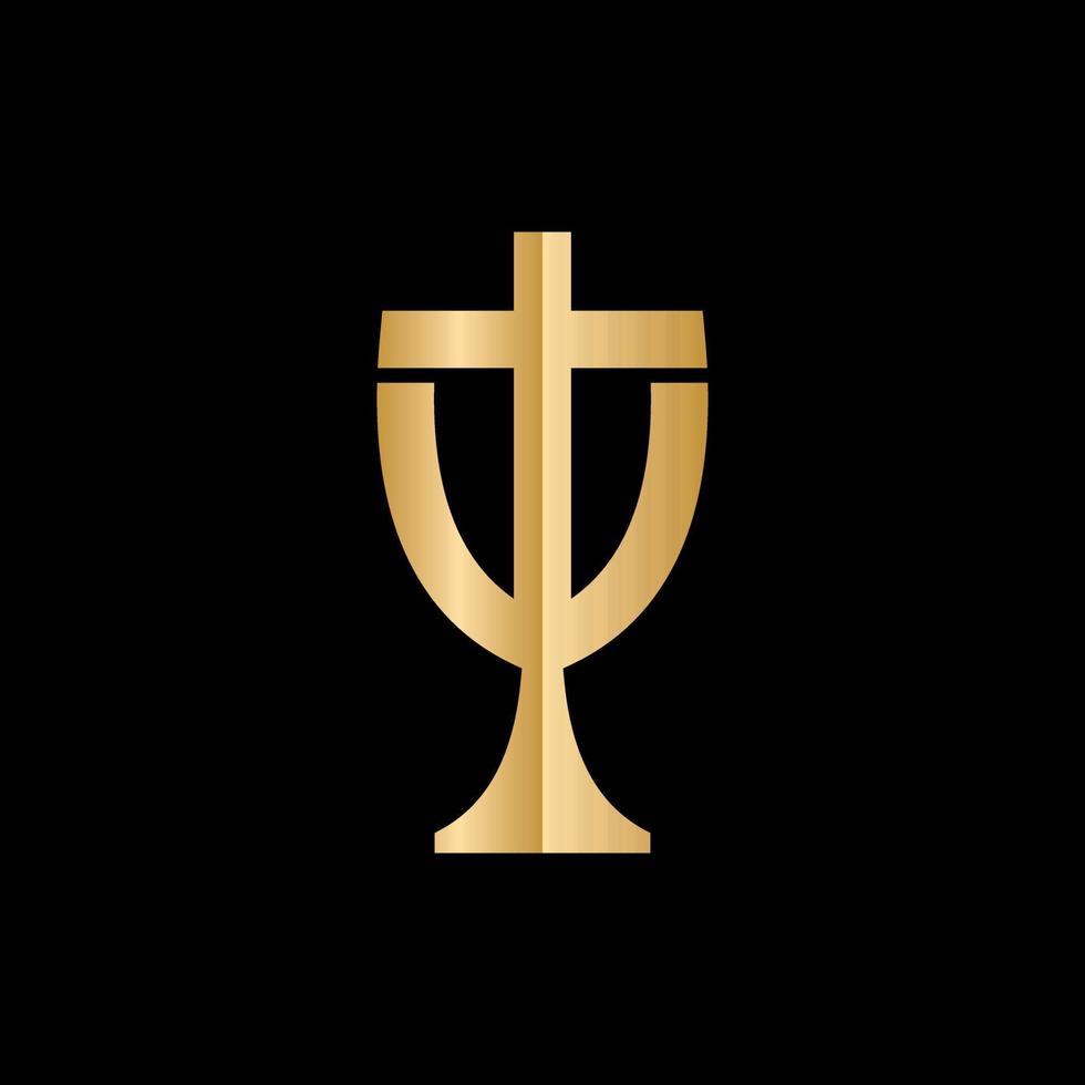 Trophy church cross modern creative logo vector