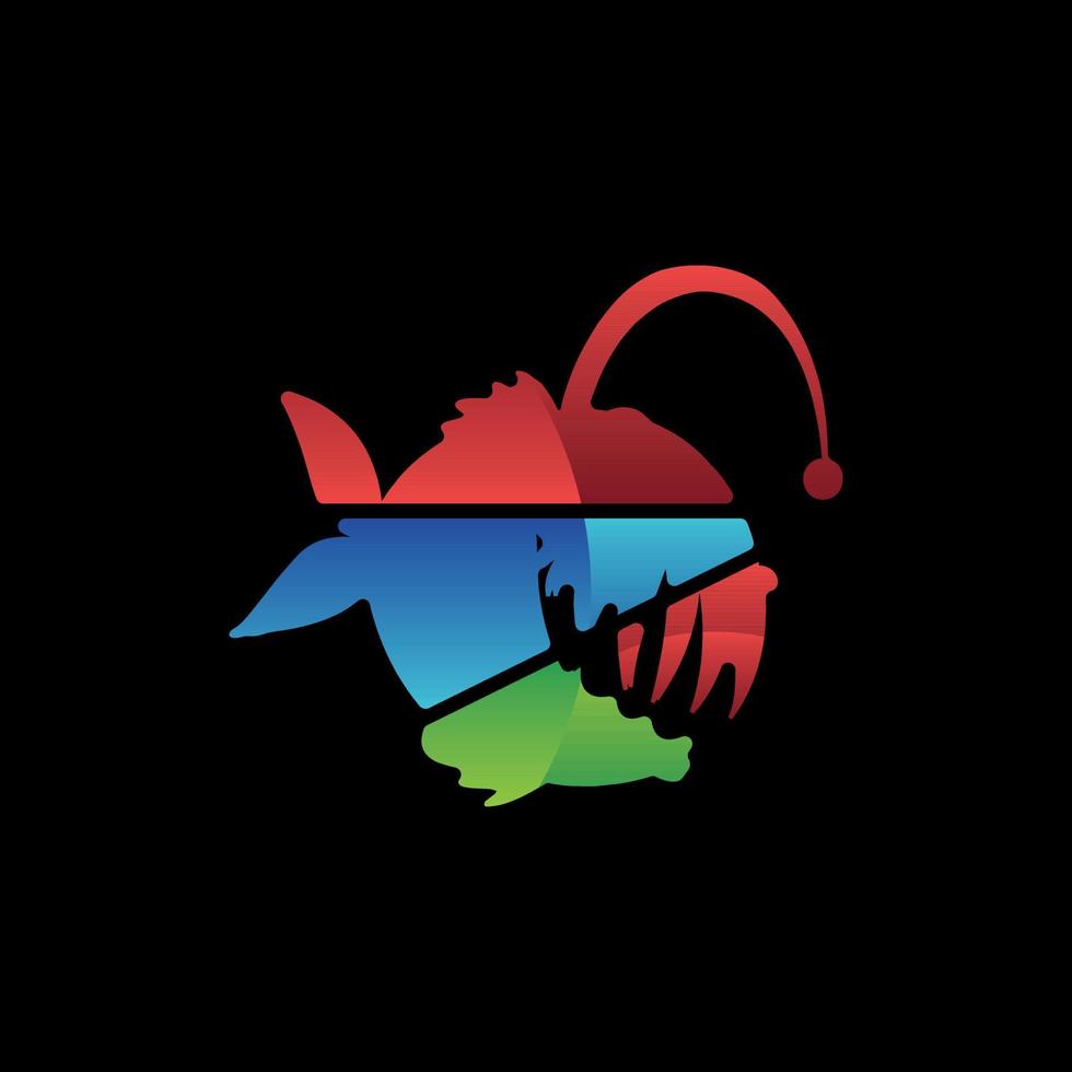 Scary anglerfish animal colorful geometric design vector