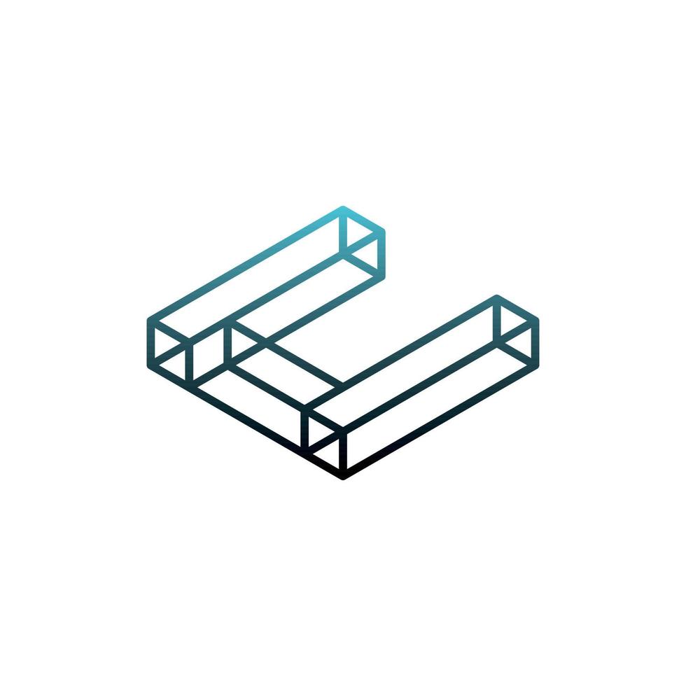 Initial letter u block line geometric modern logo vector