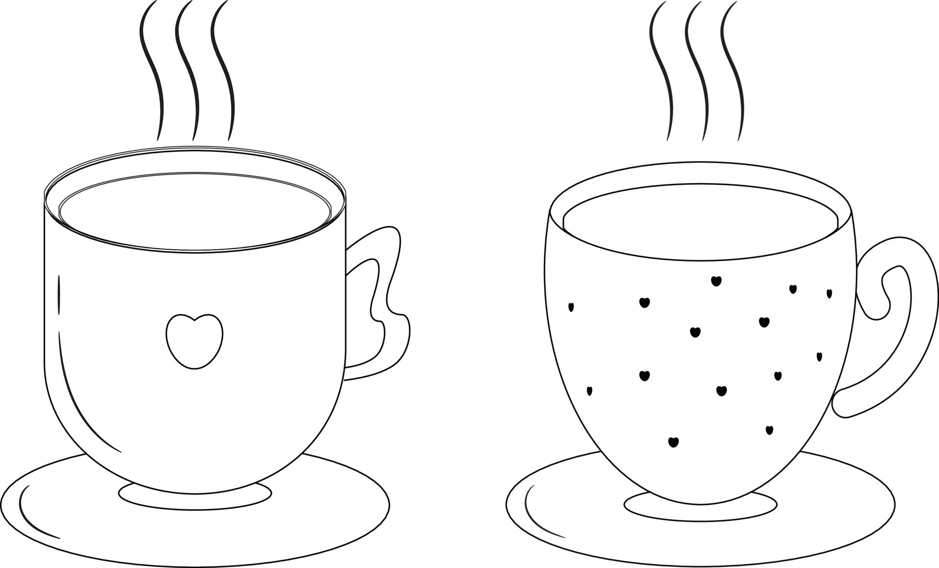 Hand drawn coffee cups or tea cups doodle. Tea time in sketch style ...