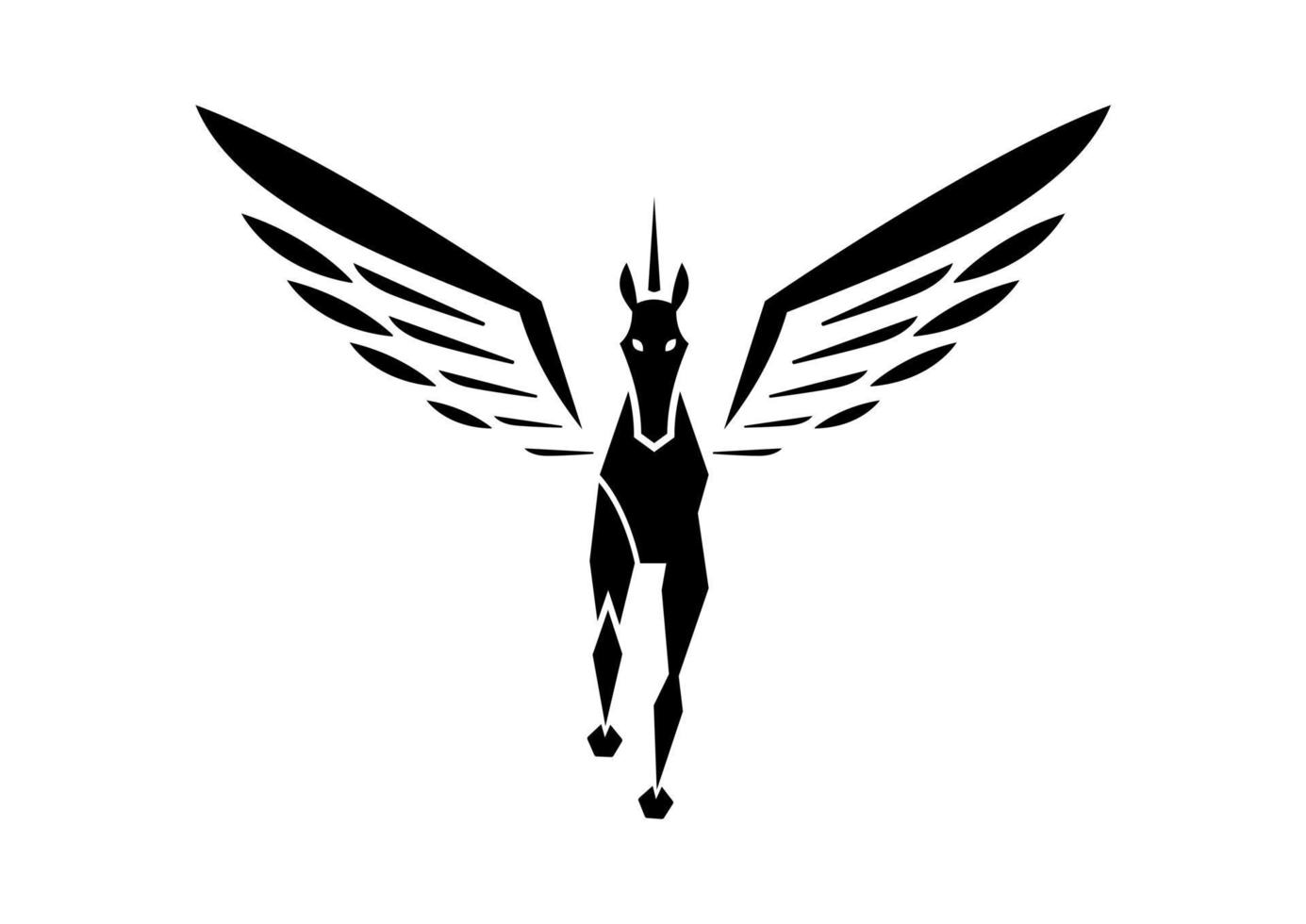 Pegasus Icon Flat Design Vector. Black Silhouette Of A Flying Pegasus vector