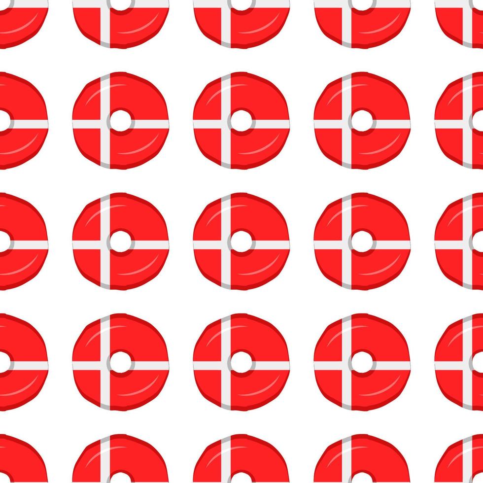 Pattern cookie with flag country Denmark in tasty biscuit vector