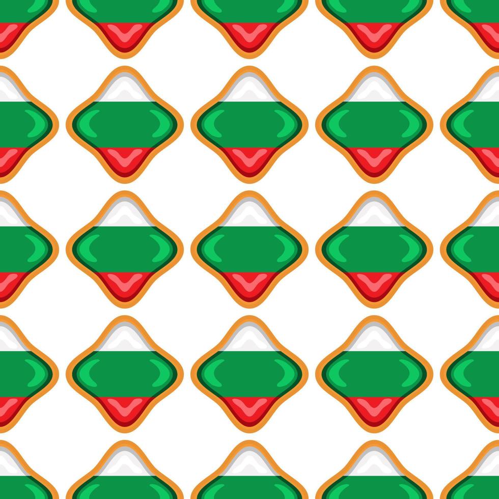 Pattern cookie with flag country Bulgaria in tasty biscuit vector