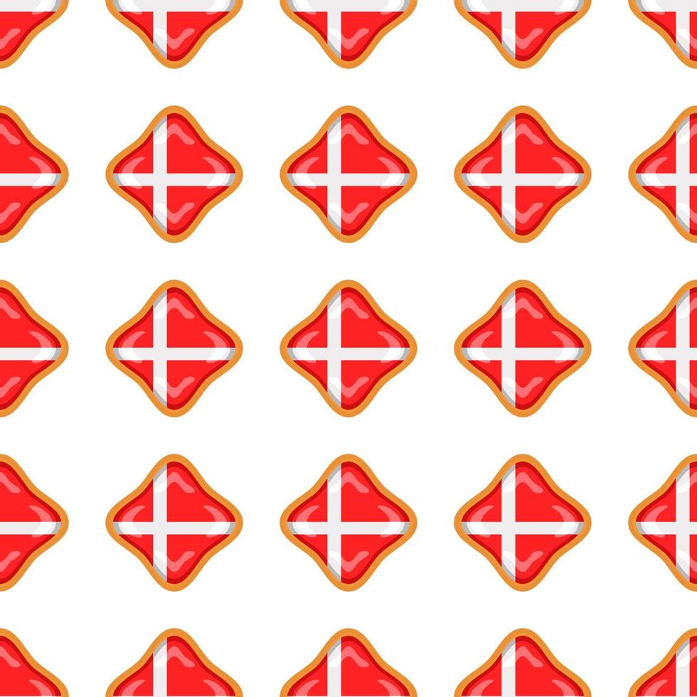 Pattern cookie with flag country Denmark in tasty biscuit vector