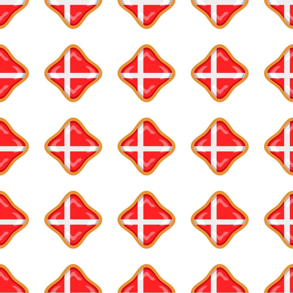 Pattern cookie with flag country Denmark in tasty biscuit vector