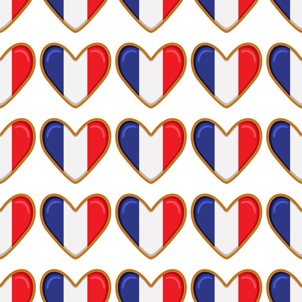 Pattern cookie with flag country France in tasty biscuit vector