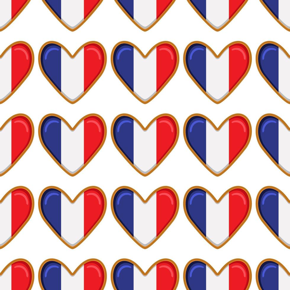 Pattern cookie with flag country France in tasty biscuit vector