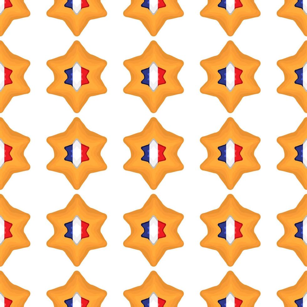 Pattern cookie with flag country France in tasty biscuit vector