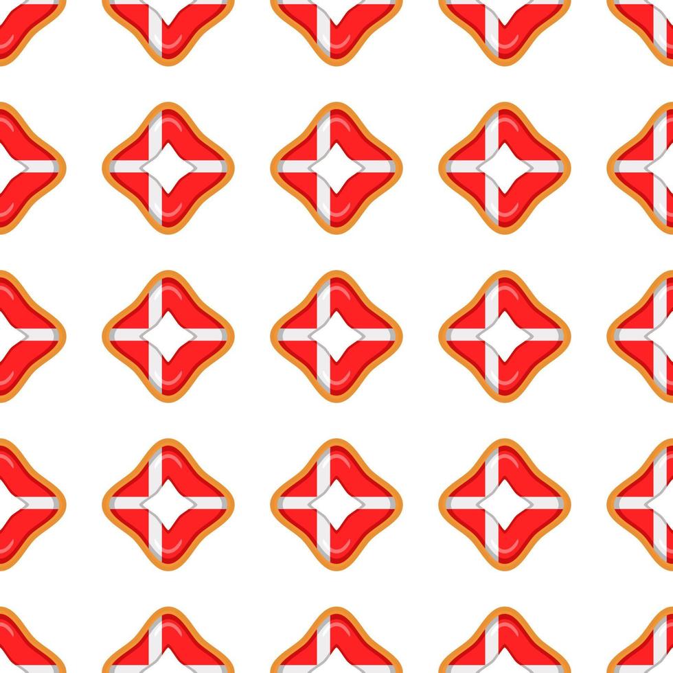 Pattern cookie with flag country Denmark in tasty biscuit vector