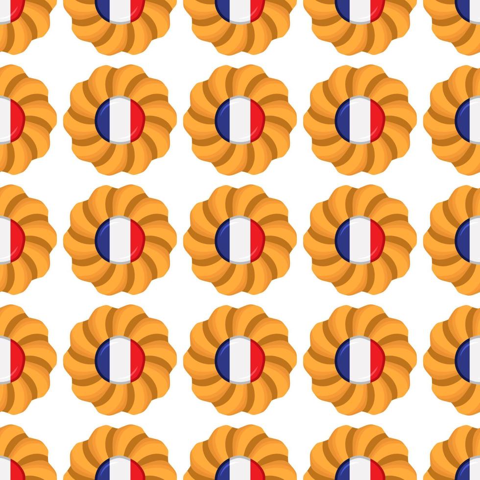 Pattern cookie with flag country France in tasty biscuit vector