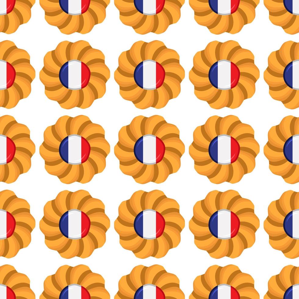 Pattern cookie with flag country France in tasty biscuit vector