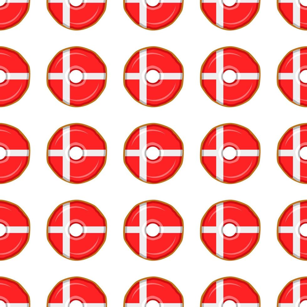 Pattern cookie with flag country Denmark in tasty biscuit vector