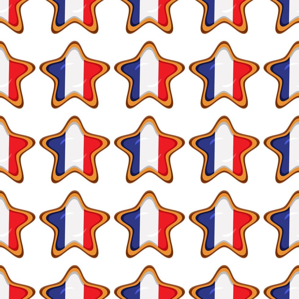 Pattern cookie with flag country France in tasty biscuit vector
