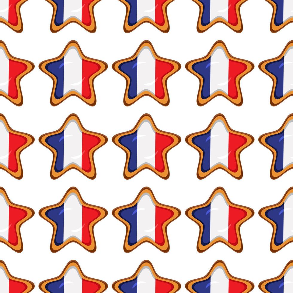 Pattern cookie with flag country France in tasty biscuit vector