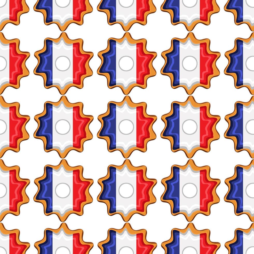 Pattern cookie with flag country France in tasty biscuit vector