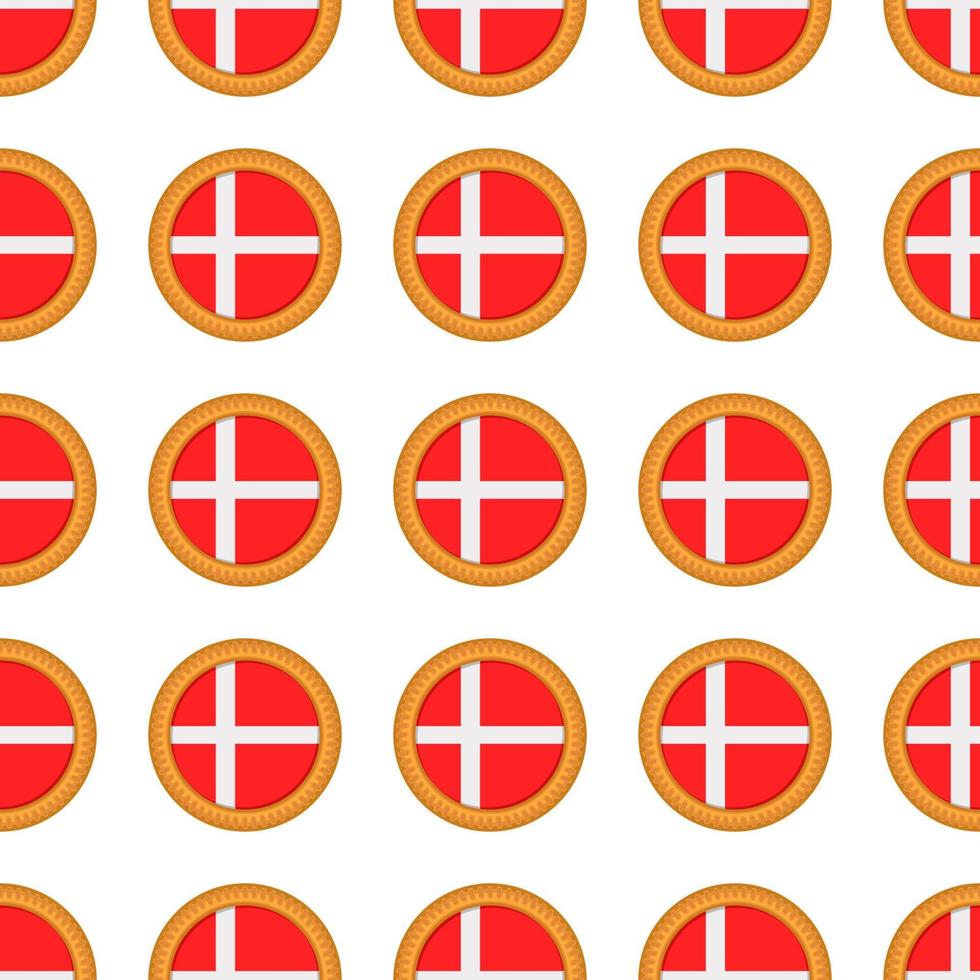 Pattern cookie with flag country Denmark in tasty biscuit vector