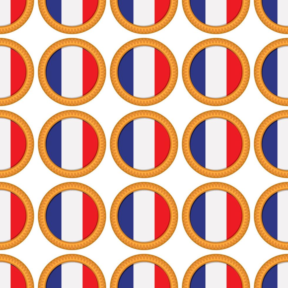 Pattern cookie with flag country France in tasty biscuit vector