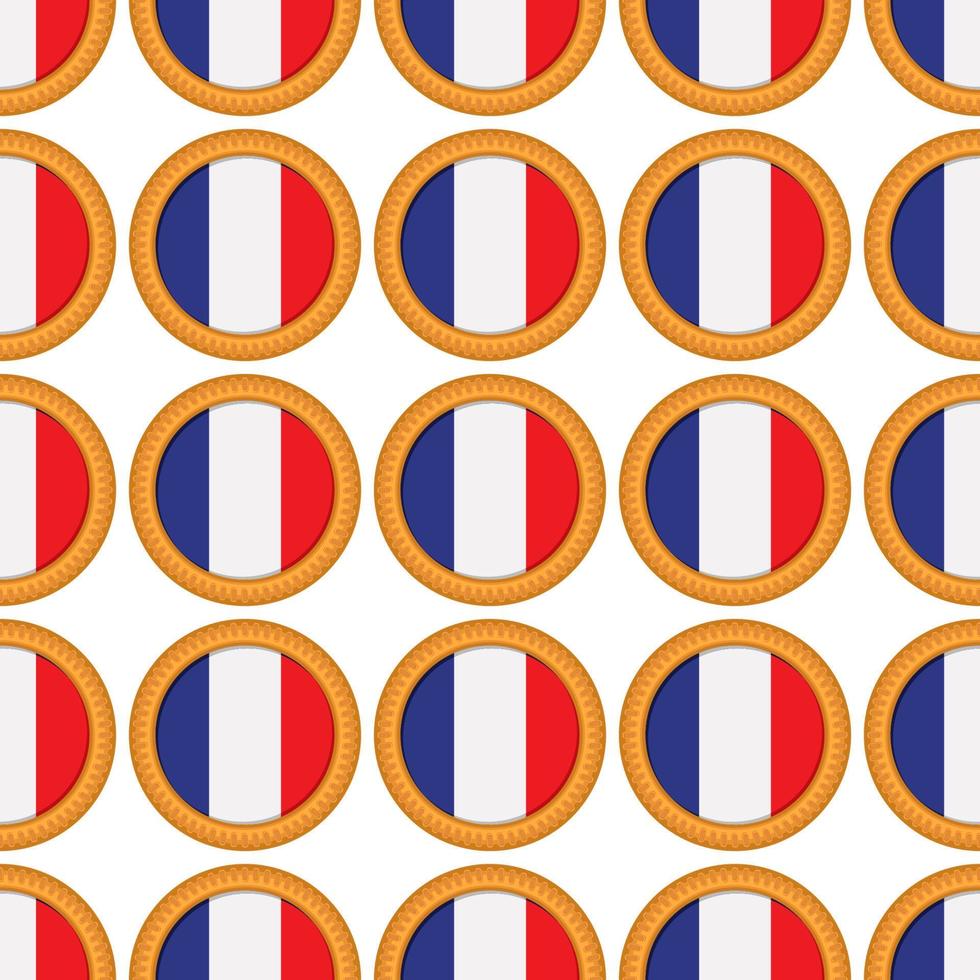 Pattern cookie with flag country France in tasty biscuit vector