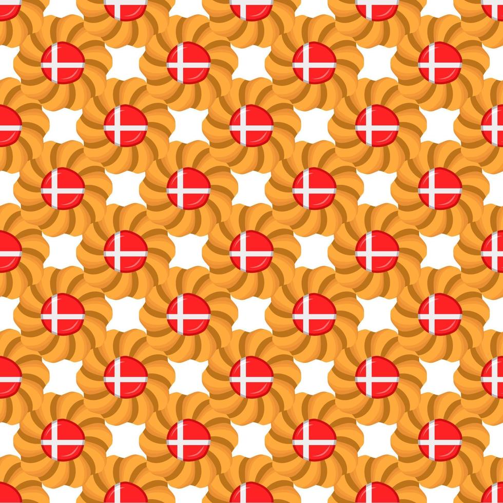 Pattern cookie with flag country Denmark in tasty biscuit vector