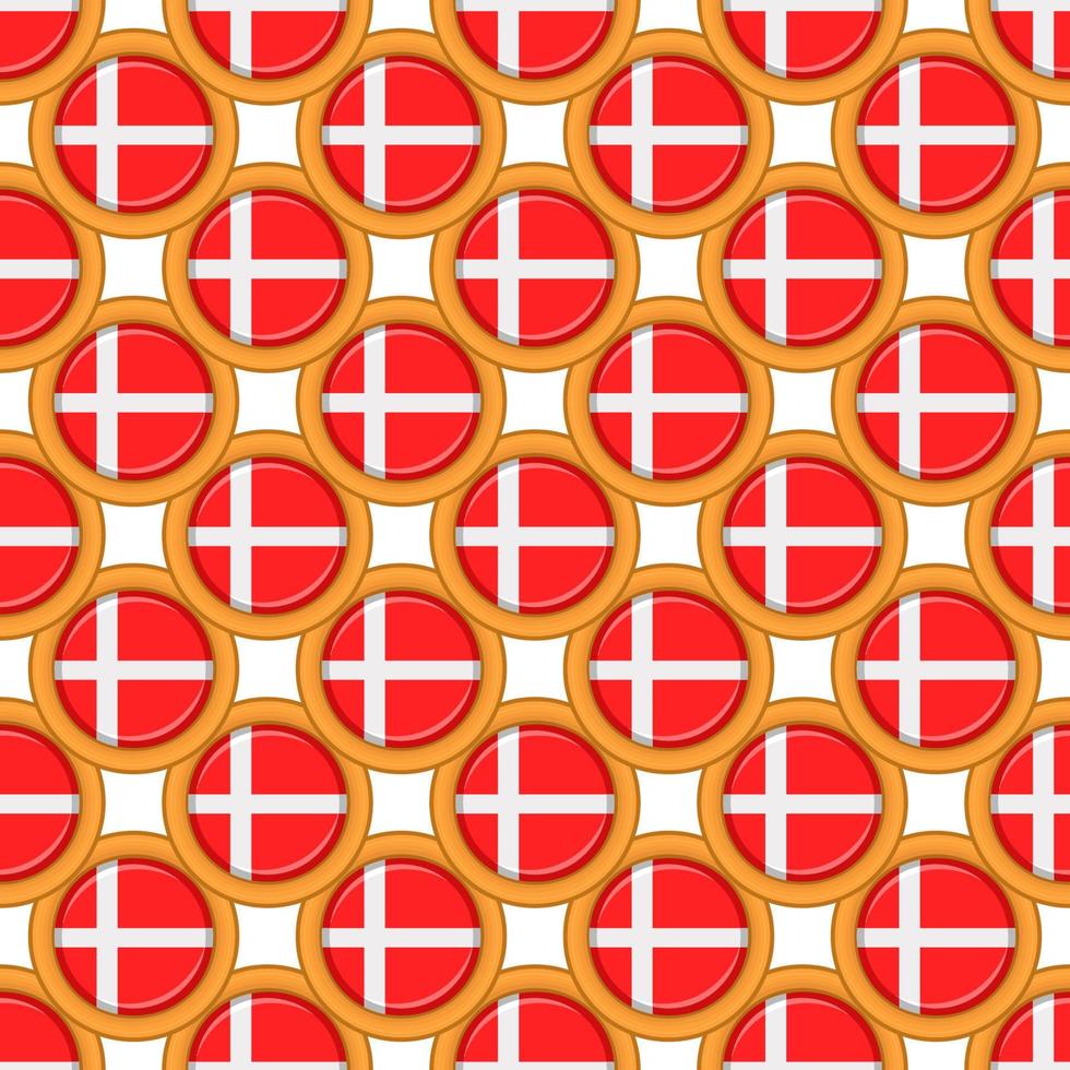 Pattern cookie with flag country Denmark in tasty biscuit vector