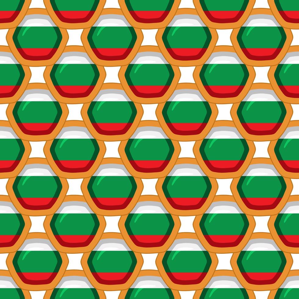 Pattern cookie with flag country Bulgaria in tasty biscuit vector