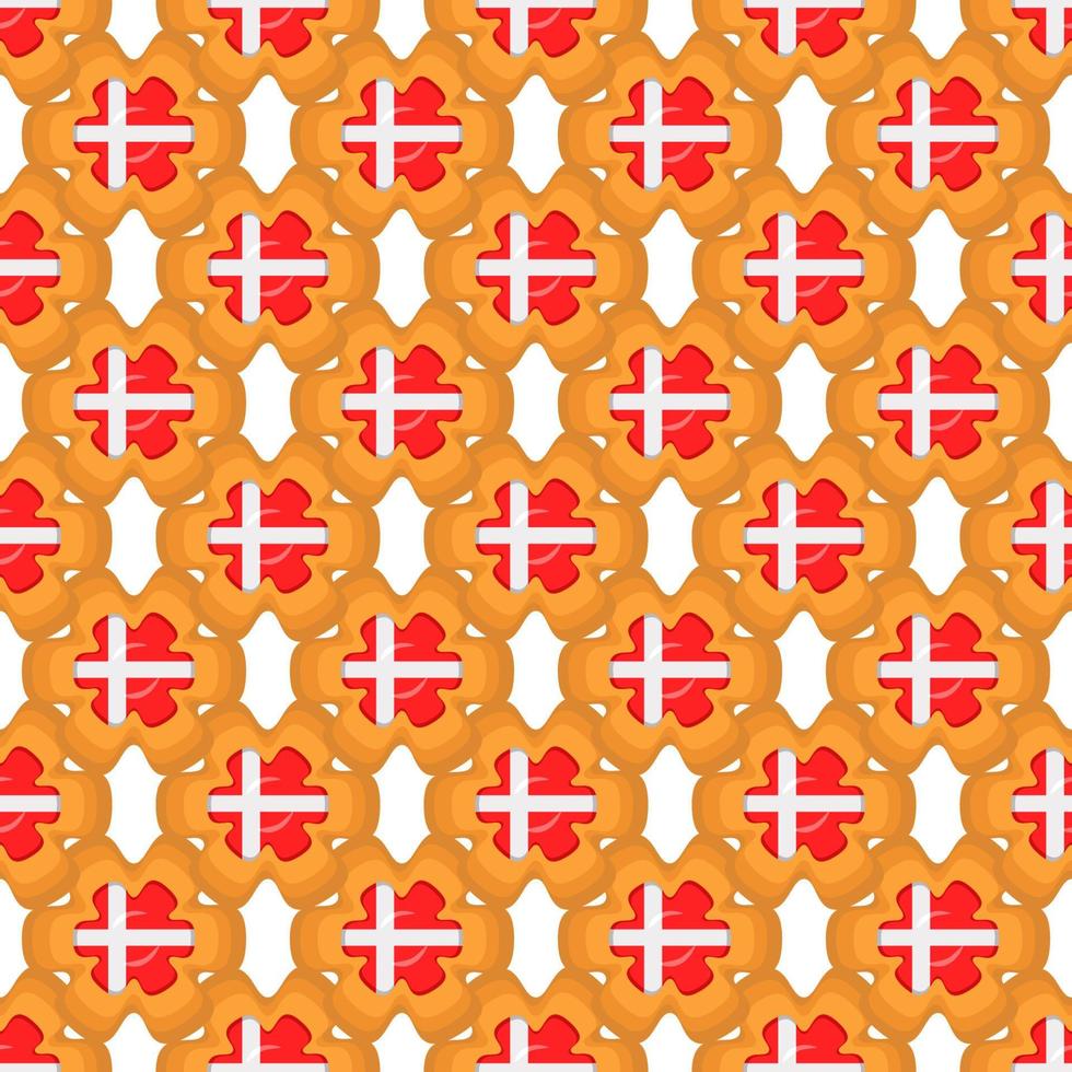 Pattern cookie with flag country Denmark in tasty biscuit vector