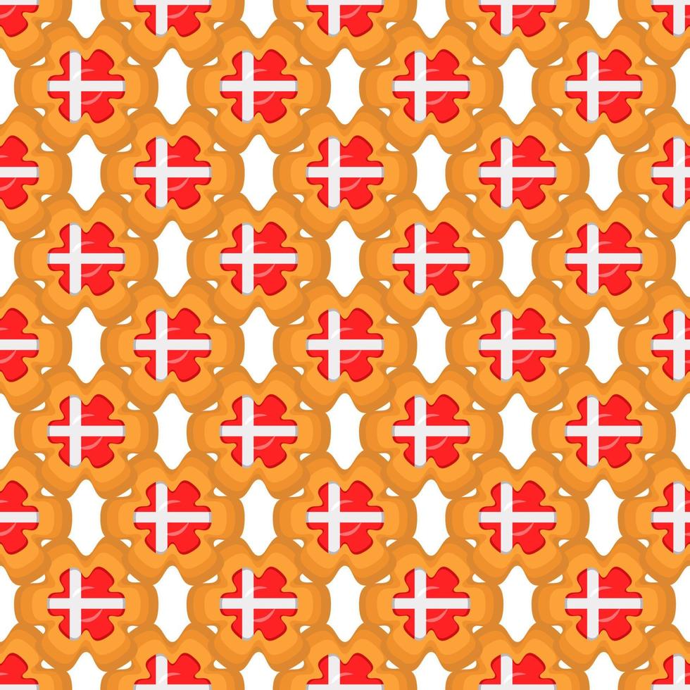 Pattern cookie with flag country Denmark in tasty biscuit vector