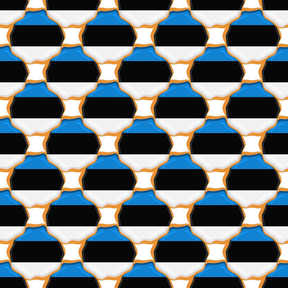 Pattern cookie with flag country Estonia in tasty biscuit vector