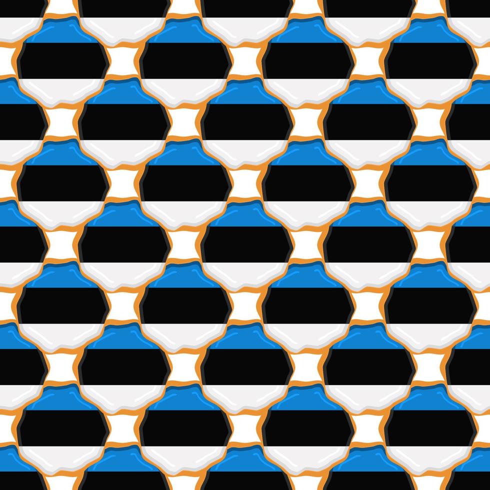 Pattern cookie with flag country Estonia in tasty biscuit vector