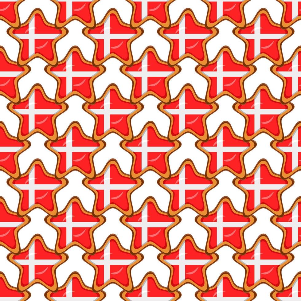 Pattern cookie with flag country Denmark in tasty biscuit vector