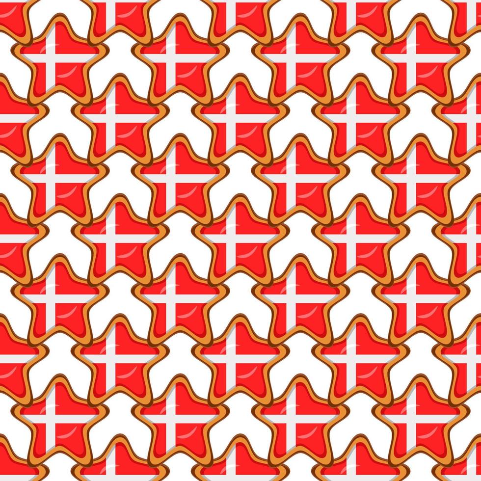 Pattern cookie with flag country Denmark in tasty biscuit vector