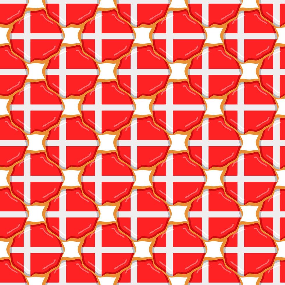 Pattern cookie with flag country Denmark in tasty biscuit vector