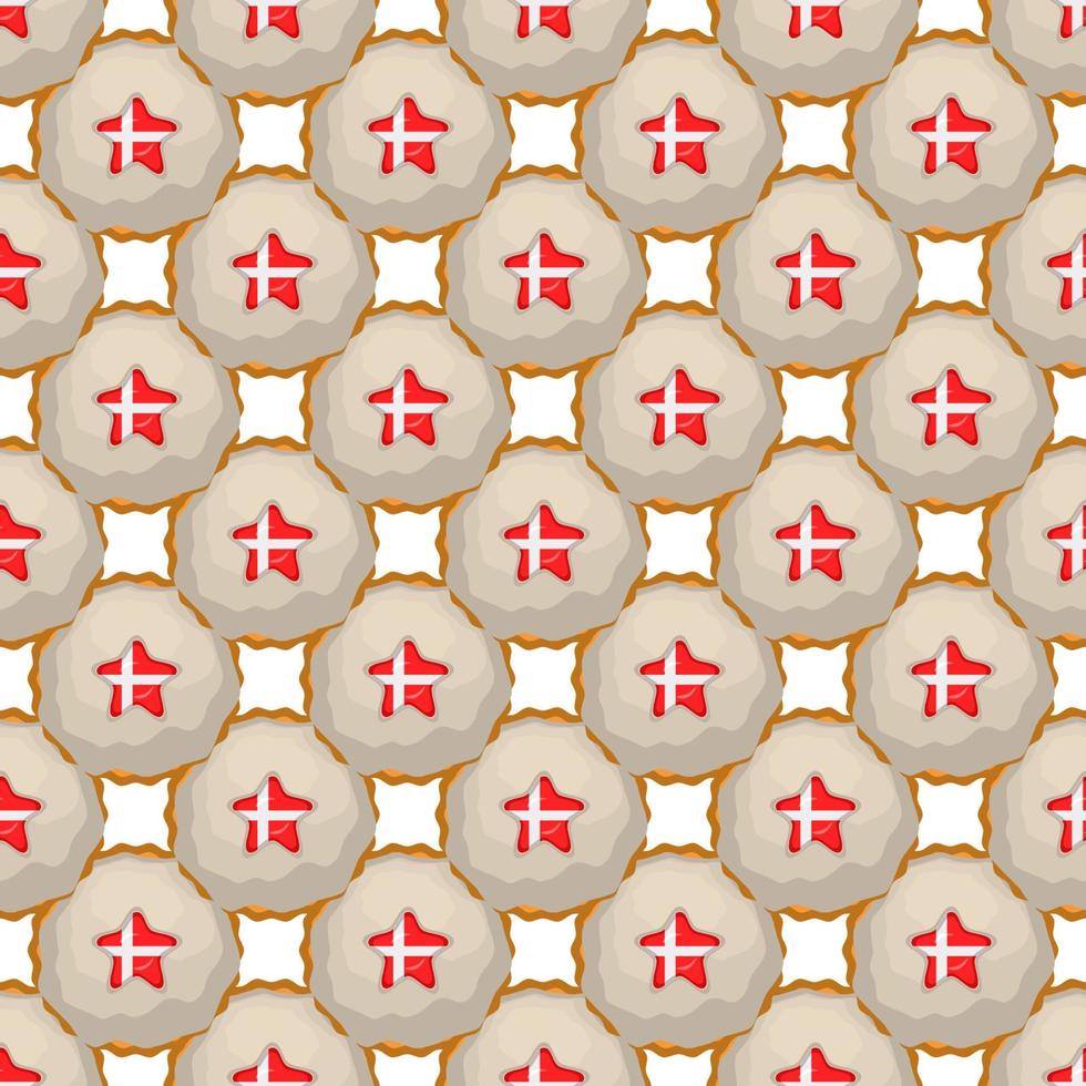 Pattern cookie with flag country Denmark in tasty biscuit vector