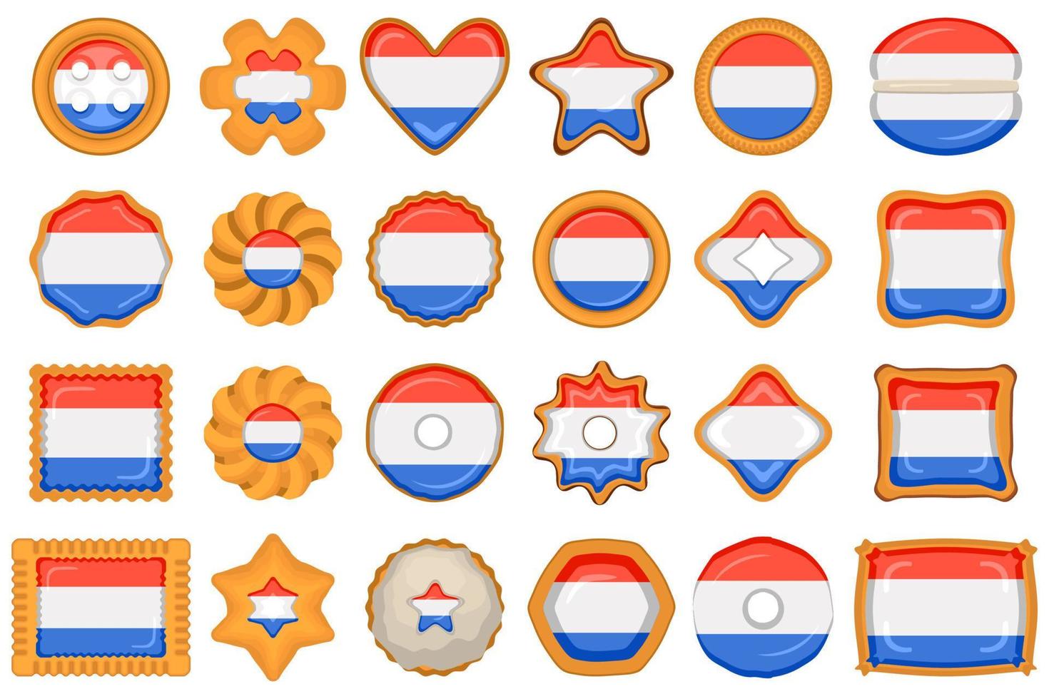 Galleta con bandera país Países Bajos en sabroso galleta vector