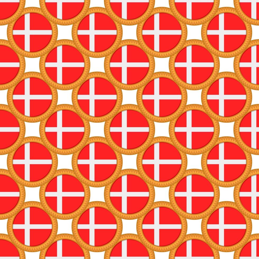 Pattern cookie with flag country Denmark in tasty biscuit vector