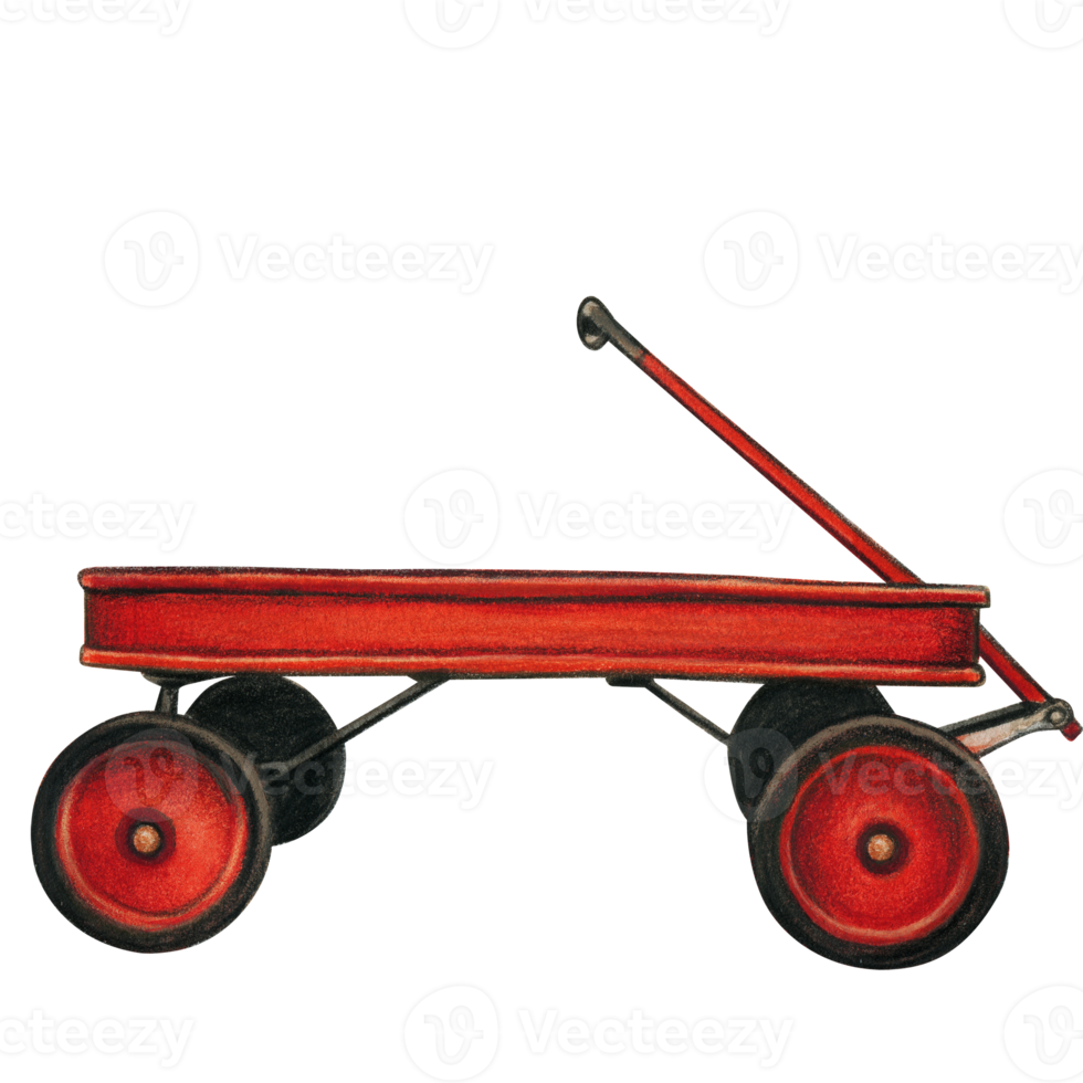 Watercolor coaster toy wagon png