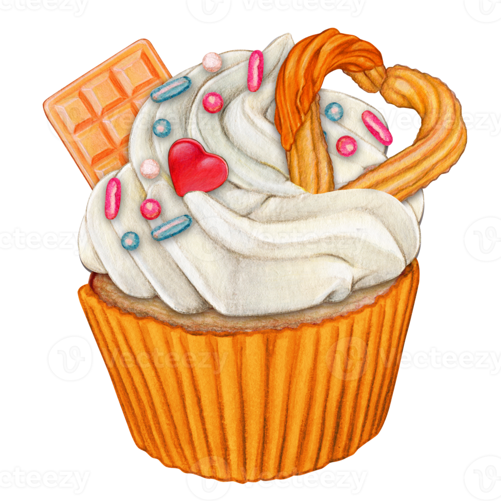 watercolor hand drawn cupcake png