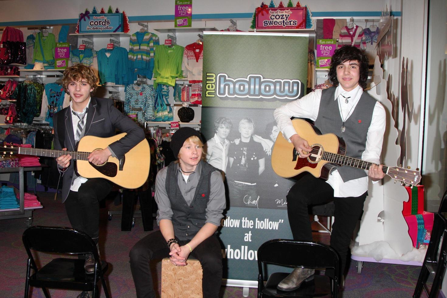 LOS ANGELES  DEC 18  New Hollow  Evan West Chad Blashford and Mick Clouse at a personal appearance by the band New Hollow at Justice  Westfield Fashion Square Mall on December 18 2010 in Sherman Oaks CA photo
