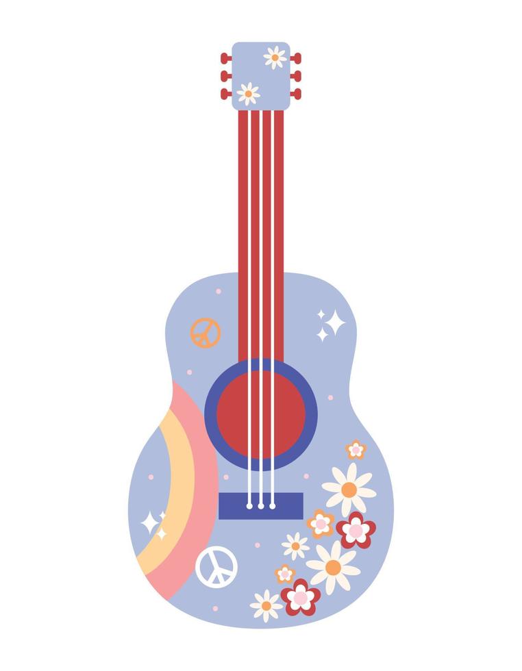 hippie guitar design vector