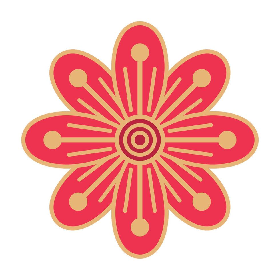 red chinese flower vector