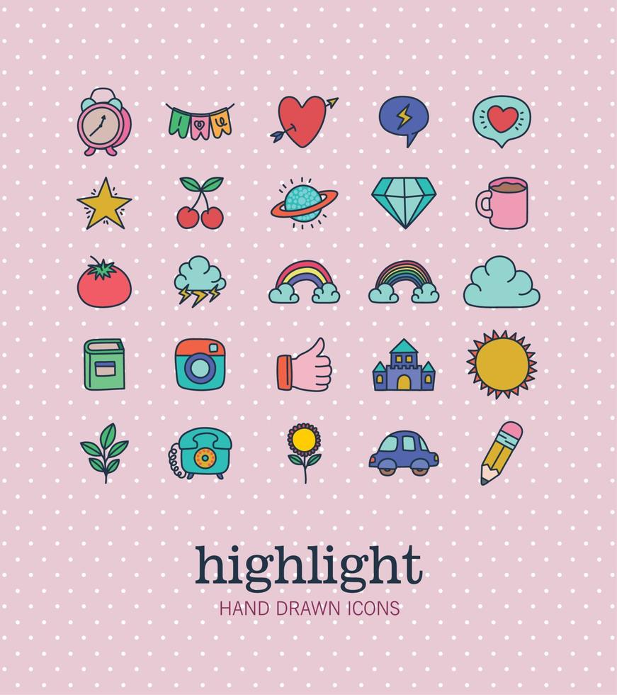 twenty five highlight icons vector