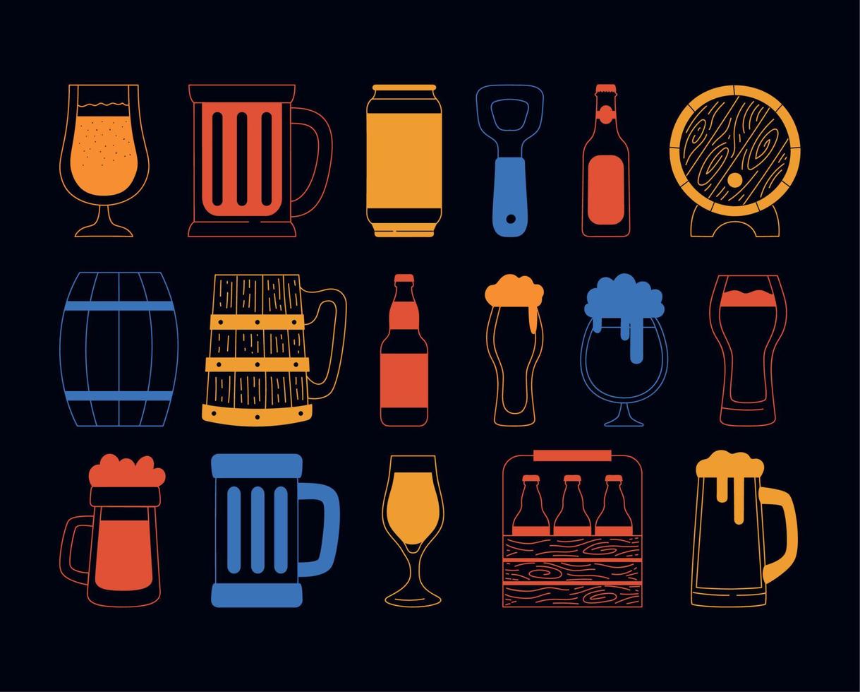 beer items set vector