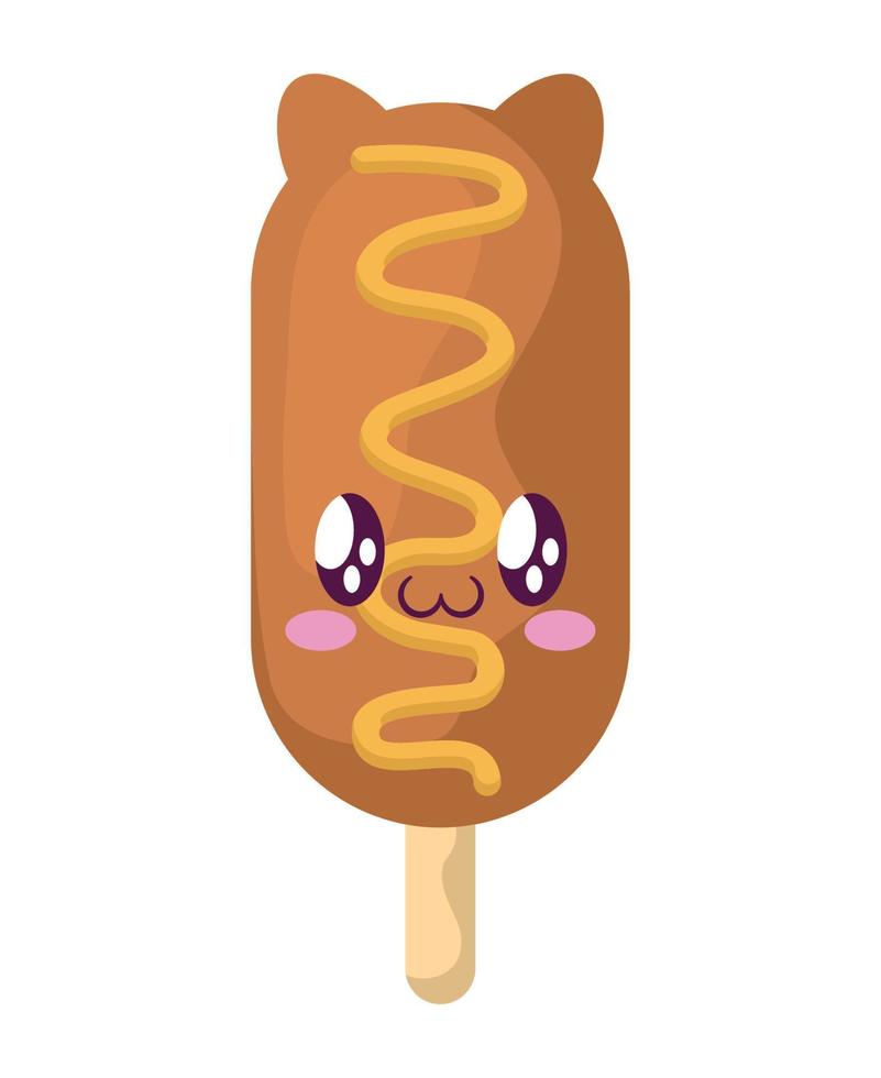 kawaii corn dog vector