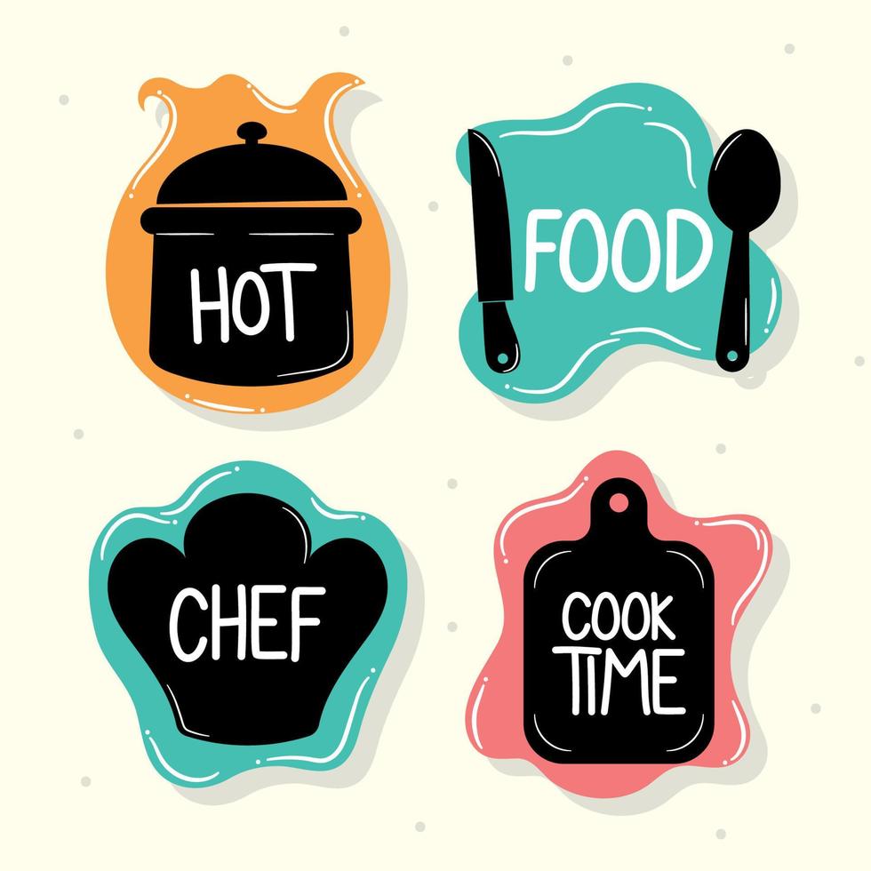 restaurant items and letterings vector